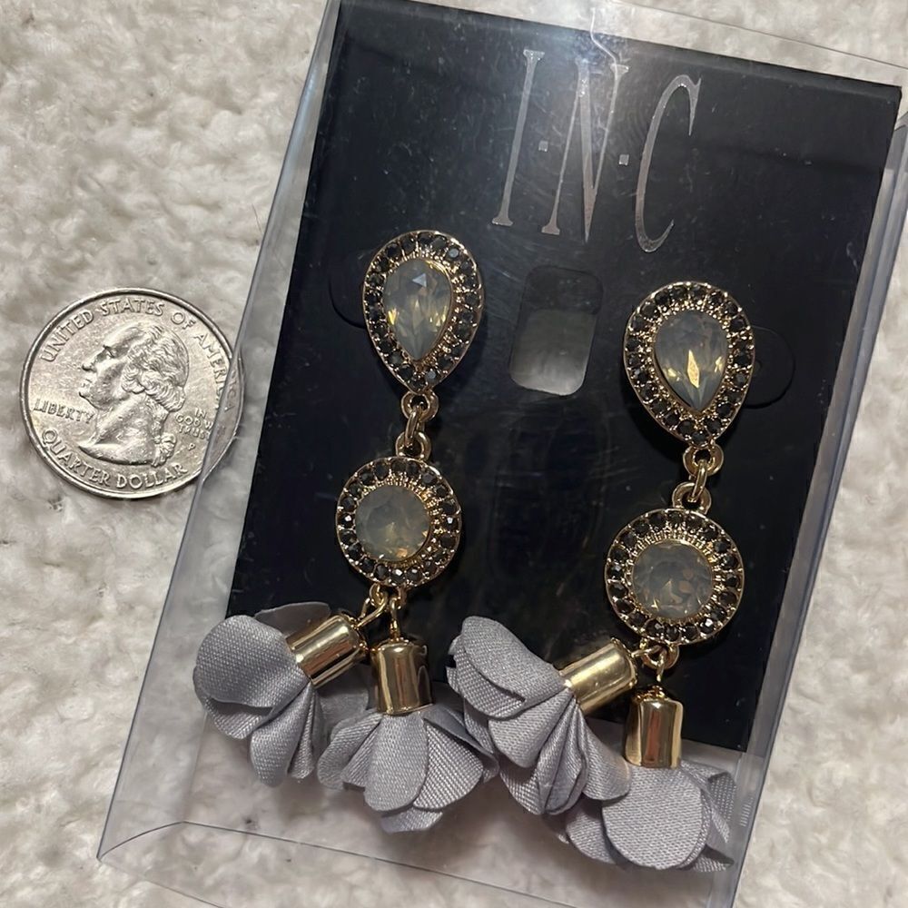 INC Gold-Tone Crystal Petal Double Drop Earrings - Picture 3 of 7